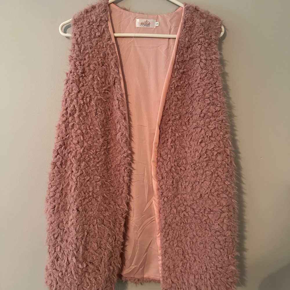 Pink Fuzzy Vest for Women
